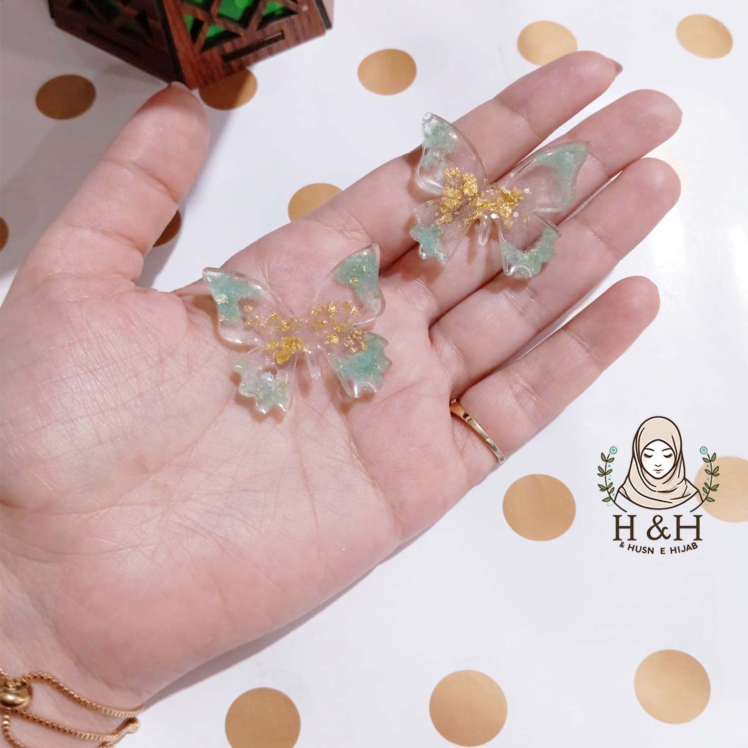 Hijab Pin Set Crystal | Butterfly Gold