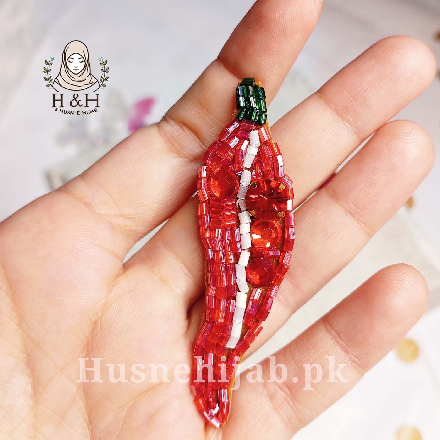 Hijab Pin Set Crystal | Red Chili