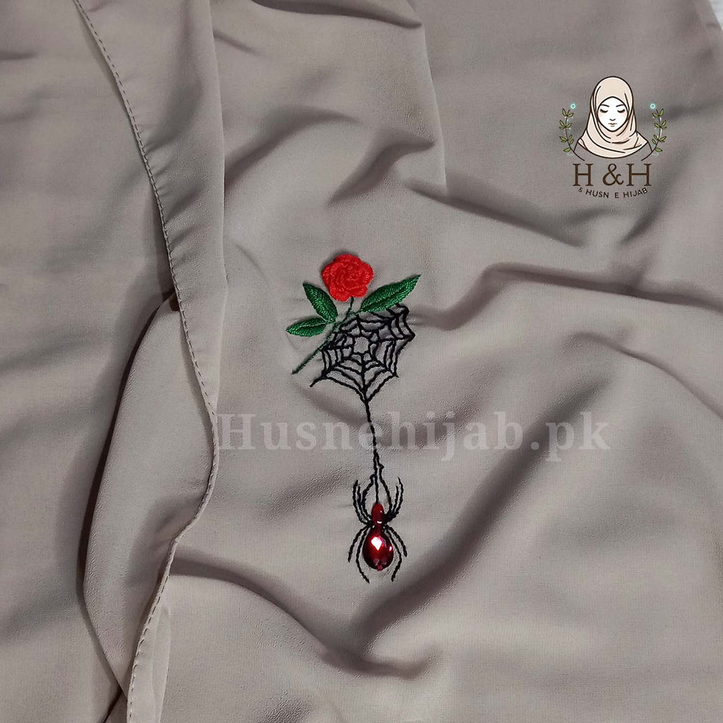 Embroidered -Formal -Dust | 3D Flower & Spider