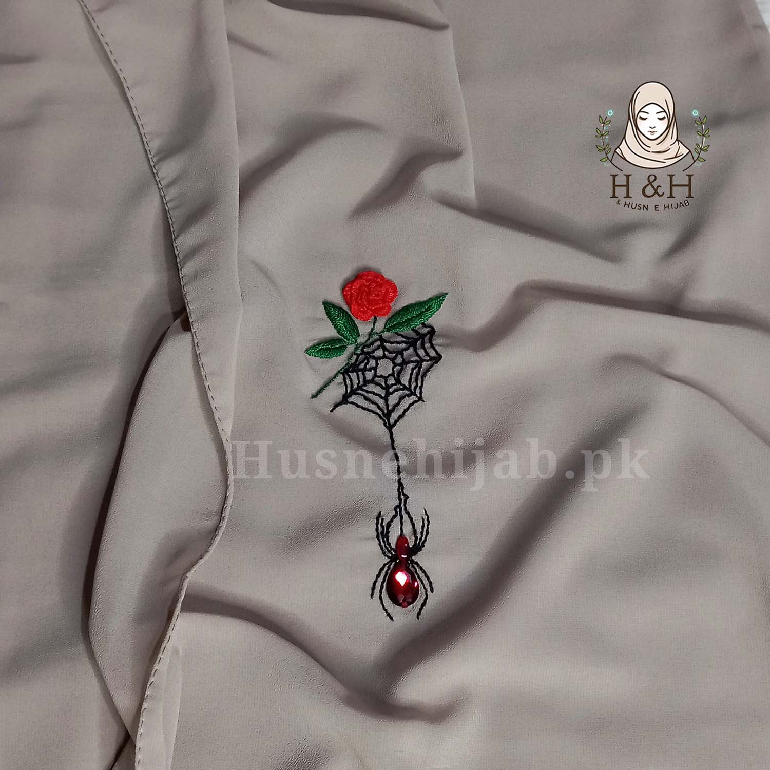 Embroidered -Formal -Dust | 3D Flower & Spider