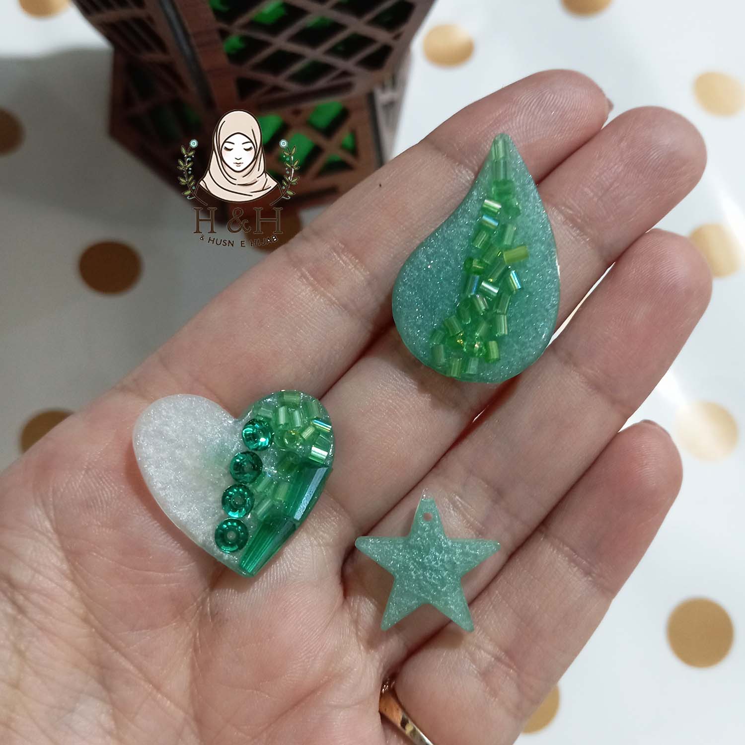 Hijab Pin Set Crystal | Emerald Green