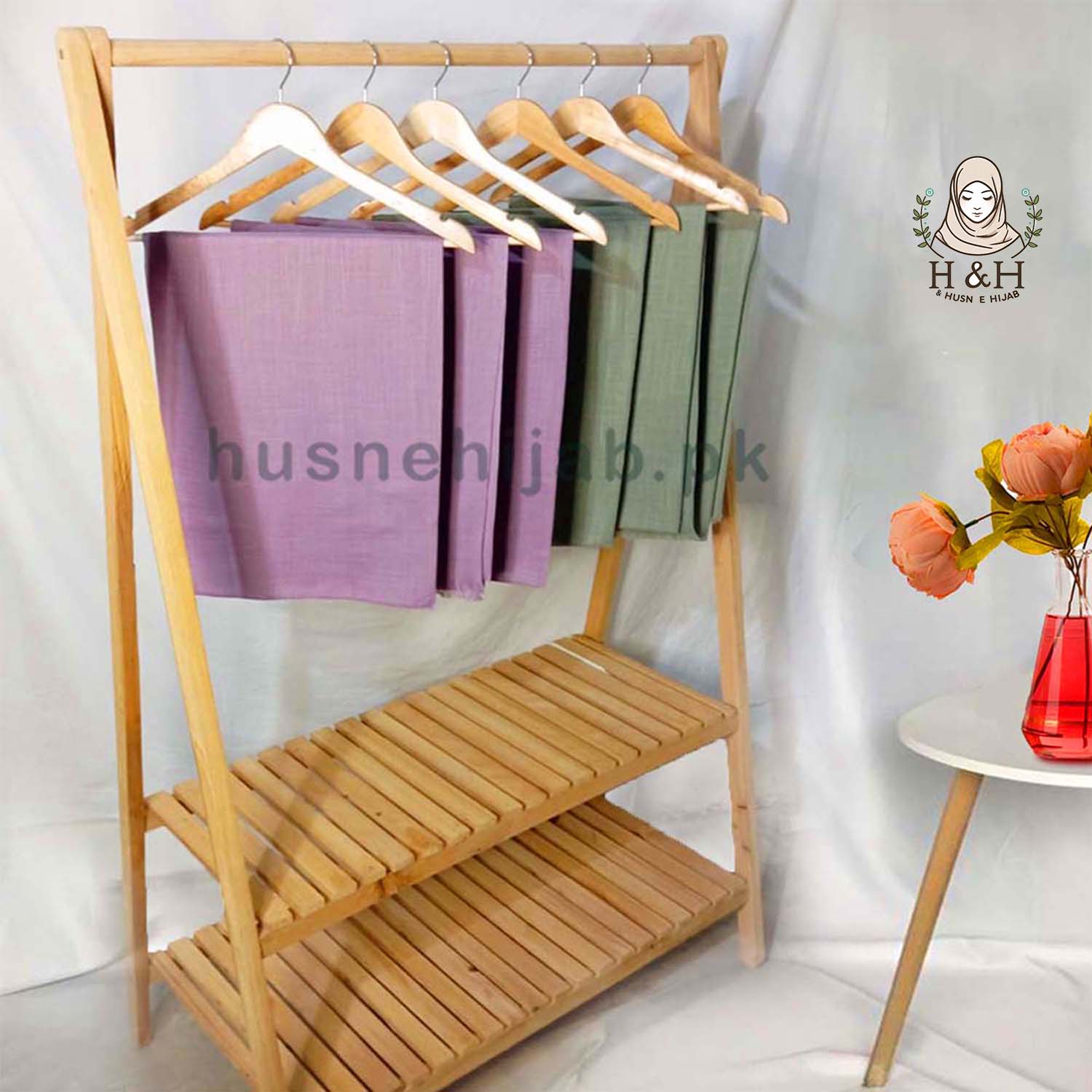 Plain_Turkish Lawn Hijab_light purple & spring green