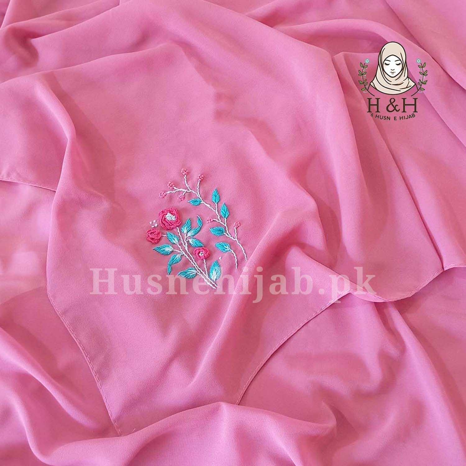 Embroidered -Formal - pink 3d flowers