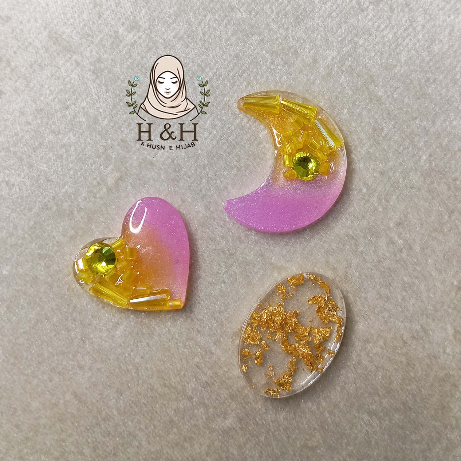 Hijab Pin Set Crystal | Yellow Set